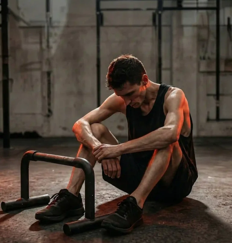 Athlete struggling on the pull-up bar